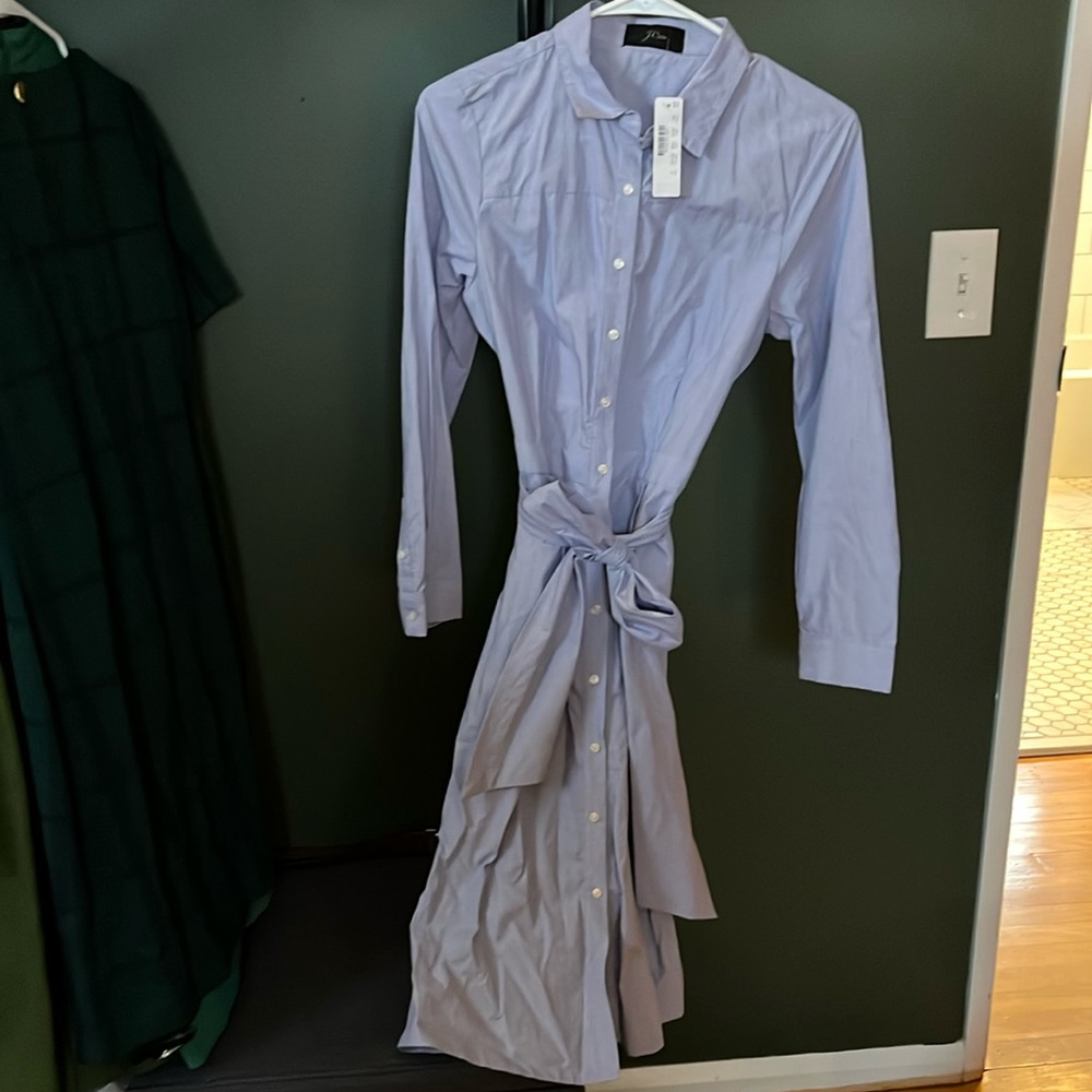 NWT - J. Crew - 6 - Tie-waist shirtdress in end-on-end cotton